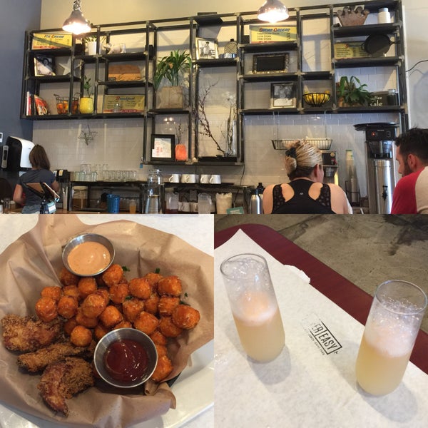 Quaint atmosphere… Super friendly staff! I tried the chicken basket with sweet potato tots and an orange Mimosa… Pretty dang good!