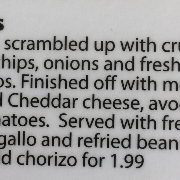 Never in my life have I seen Migas on a menu! It’s my ‘go to’ breakfast at home so I’m stoked to see a restaurant that knows what it is. I didn’t order it but I’ll be returning to give it a try!!! 😁