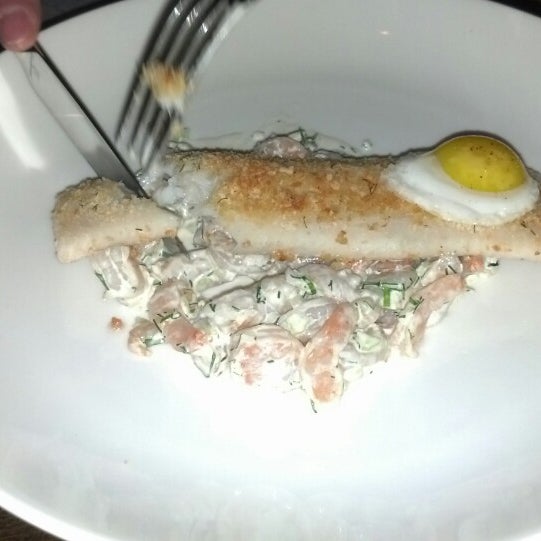 Another pic of the smoked rainbow trout w/ Swedish crab salad & quail egg appy, following the impressive dry ice presentation.