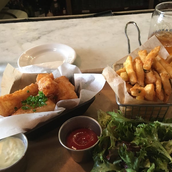 The fish & chips lunch special is a deal at $14. Its good too.
