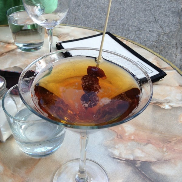 Try the Formula 46 Makers Mark manhattan.  Great spot for drinks outside.