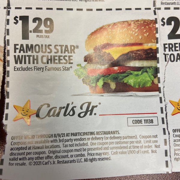 Carl's jr deals coupons