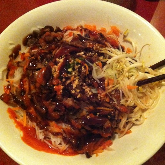 The grilled pork noodle bowl is my absolute favorite, add a touch of chili garlic paste and some hoisin, Yum!!