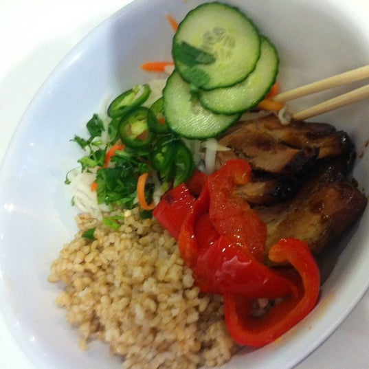 Try the excellent pork belly rice bowl - nice, lean cut from Holland. Say they can't get lean pork belly in the Midwest.