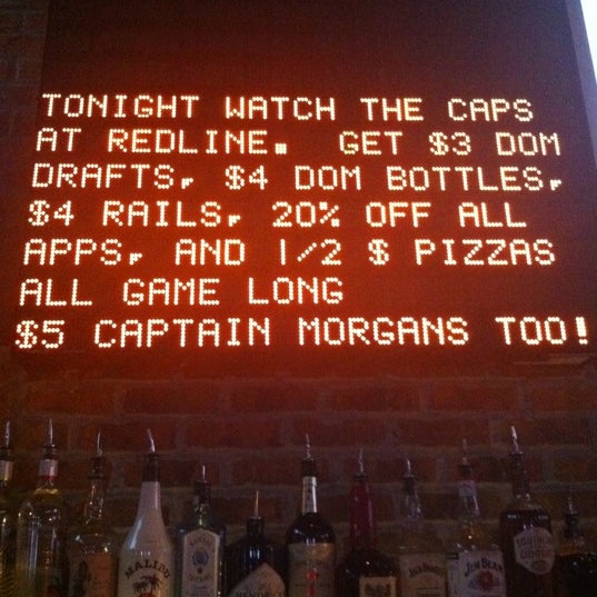 Come before, during or after... ALL DAY LONG of any Caps game (home or away) and get $3 Domestic Draft Beer | $4 Domestic Bottle Beer | $4 Rails | 20% Off All Appetizers | 1/2 Price Pizzas. Go Caps!!!