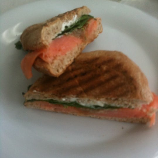 Smoke salmon panini is loaded with salmon and is delicious!!!