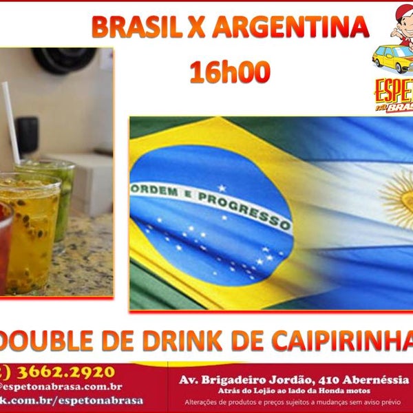 Hoje ao vivo com double drink de Caipirinhas pediu uma a outra é grátisBrasil X Argentina Bora Brasear