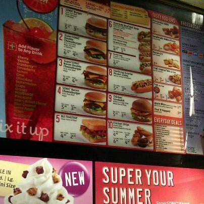 Online Menu of Sonic Drive-In, Kingsland, TX