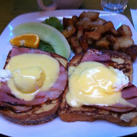 Do yourself a favor and order an eggs Benedict but replace the bread with French toast!