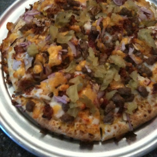Ask for the cheeseburger pizza, light on the mustard sauce!