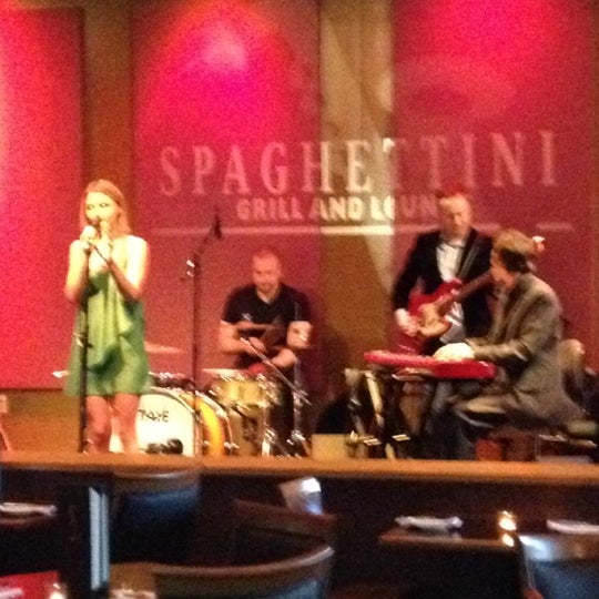 Photo taken at Spaghettini Fine Dining &amp; Entertainment by vickie m. on 5/10/2012