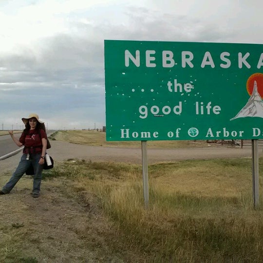 Wyoming / Nebraska State Line Border Crossing in Pine Bluffs