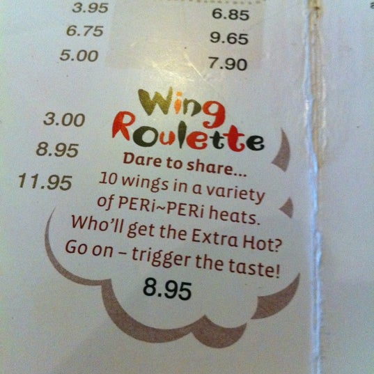If you haven't tried the 'Wings roulette' it's a great way to experience all the 'heats'