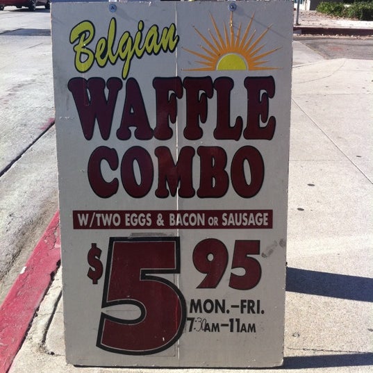 Breakfast combo. Yummy. M-F $5.95 Belgian Waffle Combo