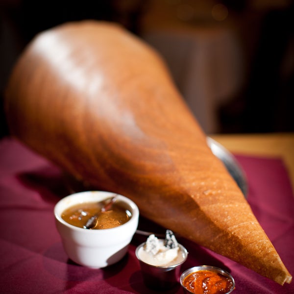 From our review: Plate-sized dosai have a "tongue-tingling buttery crispiness." Avial is delicious and "voluptuous." On the Mirchi Wok menu, try the Gunpowder Roast. Read more: http://bsun.md/J3ScTc