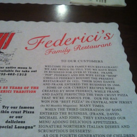 รูปภาพถ่ายที่ Federici&#39;s Family Restaurant โดย Adam G. เมื่อ 7/14/2012