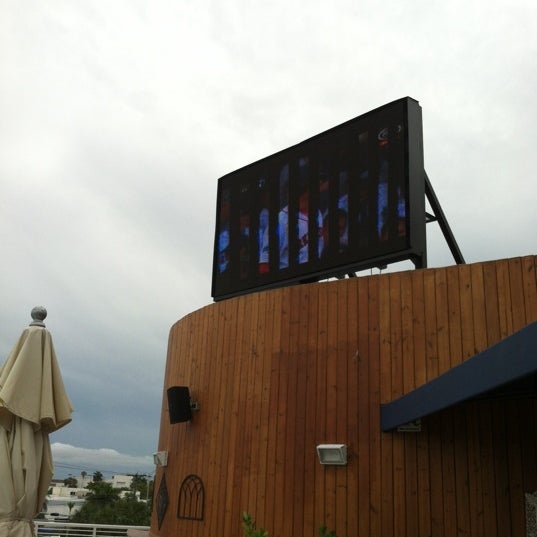 Big screen TVs at both ends of the pool.
