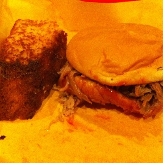 Photo taken at Moe&#39;s Original BBQ by Virginia R. on 3/9/2012