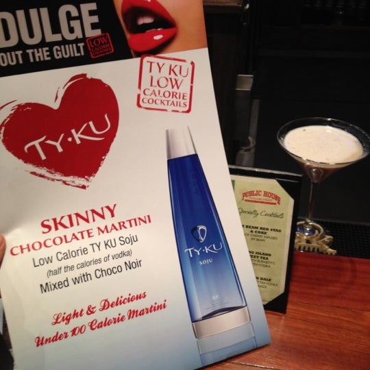 Now serving low cal choco martinis!  Erin makes a delish TY KU citrus drink too (green glowing bottle)