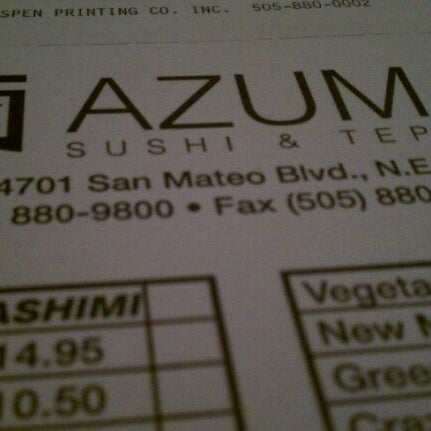 Photo taken at Azuma Sushi and Teppan by Jake Anthony M. on 9/17/2011