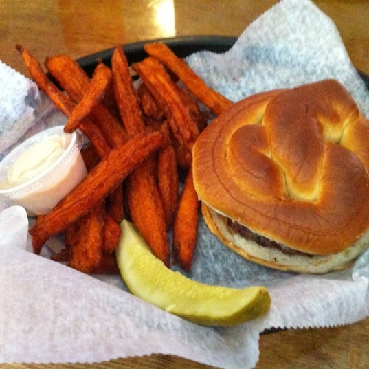 Jack and blue burger with yam fries!