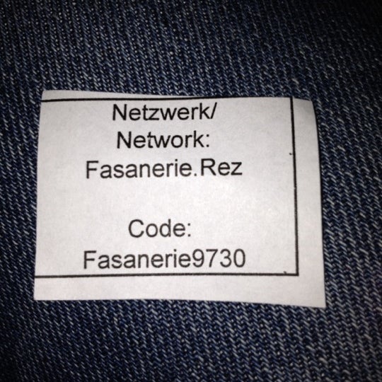 Theres no wifi connection in the rooms, only in the lobby and it's kinda crappy... Password=Fasanerie9730