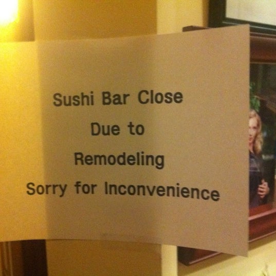 Sushi bar is currently closed for renovations in January 2012