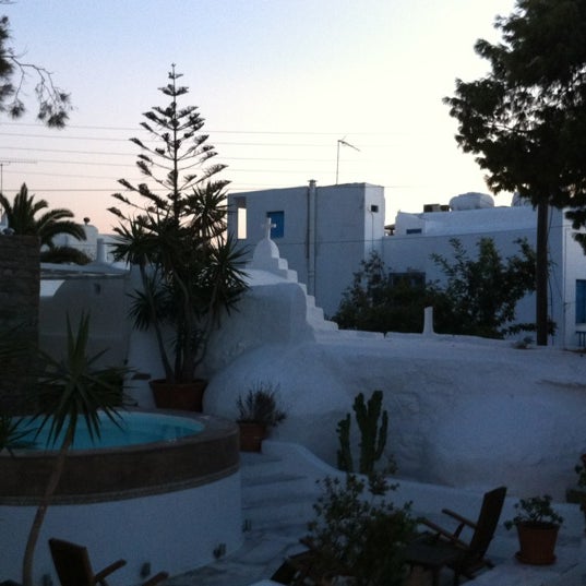 Photo taken at Carbonaki Hotel Mykonos by Esra O. on 8/17/2012
