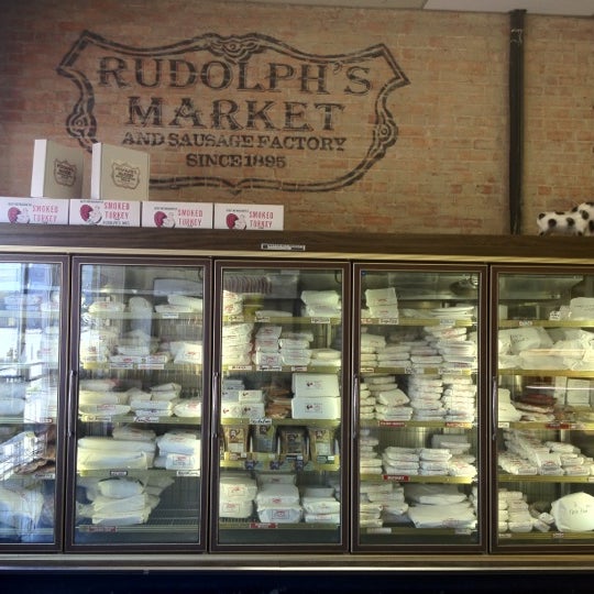 Photo taken at Rudolph&#39;s Market &amp; Sausage Factory by Bev G U. on 4/17/2012