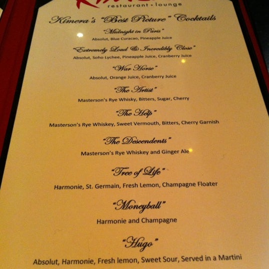 Photo taken at Kimera Restaurant &amp; Lounge by Debbie M. on 2/27/2012