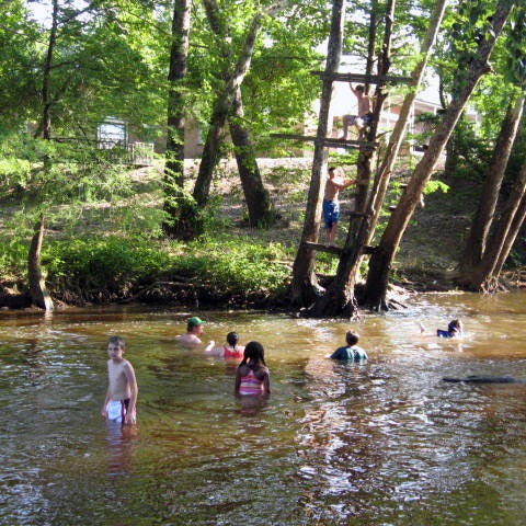 Took my 12-yr-old son swimming in the creek by the park today... the water was perfect - not too cold, but so nice in this heat. We had a blast!