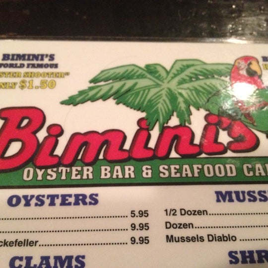 Photo taken at Bimini&#39;s Oyster Bar and Seafood Cafe by Dominic C. on 3/9/2012