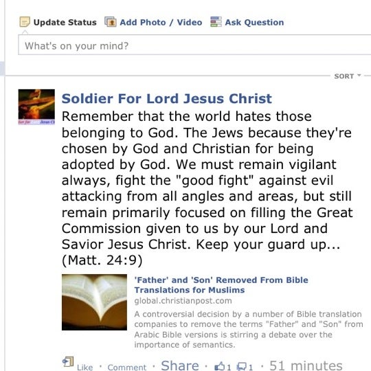 2/5/2012에 Sean S.님이 SoldierForLordJesusChrist.com에서 찍은 사진
