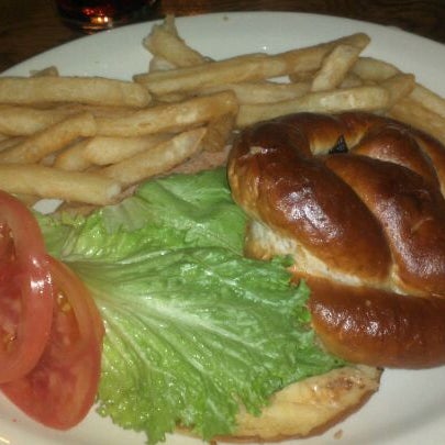 The Pretzel Sandwich is a wonderful wafer-sliced turkey sandwich on a pretzel style roll. Fries are always awesome here, too.