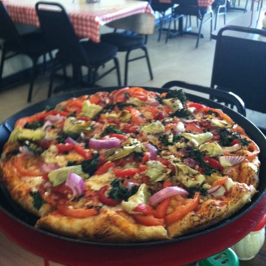 California Vegetarian pizza is great! A veggie pizza that carnivores can get into!