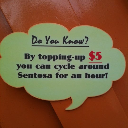 By topping up $5 you can cycle around Sentosa for another hour!