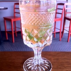 Gin & Tonic of the month for May: Strawberry infused Aviation Gin with muddled basil, topped with Fever Tree tonic.
