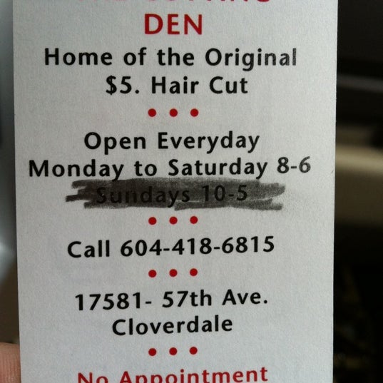 Cutting Den Hair Salon in Cloverdale Town Centre