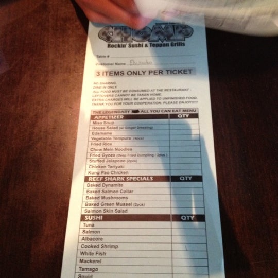 Photo taken at Chomp Sushi &amp; Teppan Grill by Alexa G. on 6/1/2012