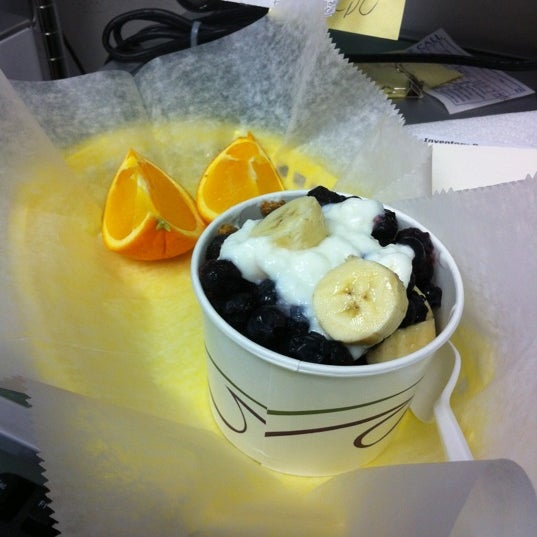 They have a killer yogurt cup not on the menu.  Perfect desk lunch.