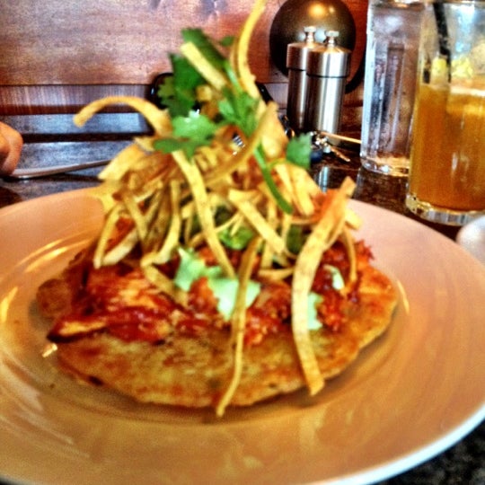 Tamale pancake with BBQ chicken