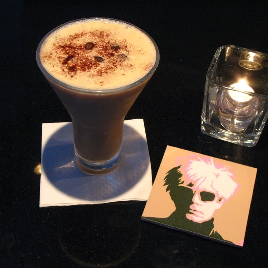 Wig out like Warhol- The Chocolate Andy cocktail is beyond yum!!  Absolut Vanilla, Creme de Cocoa, Bailey's, Di Saronna and Illy's Caffe!