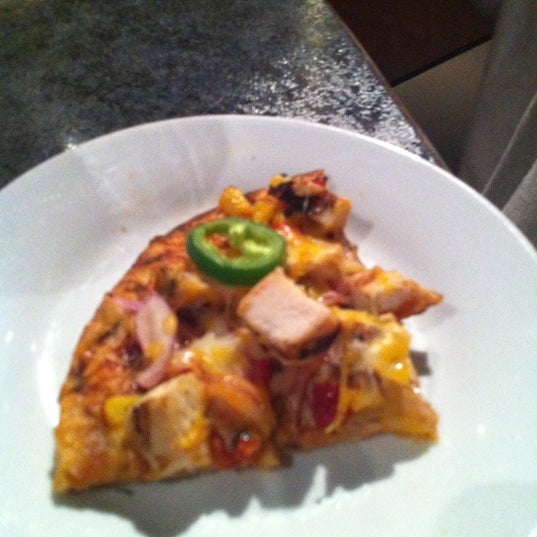 Try the BBQ chicken flatbread. Only $5 during happy hour.