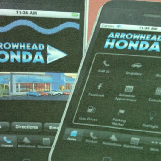 Download the Arrowhead Honda App  *schedule appointments *browse inventory *one touch call/email