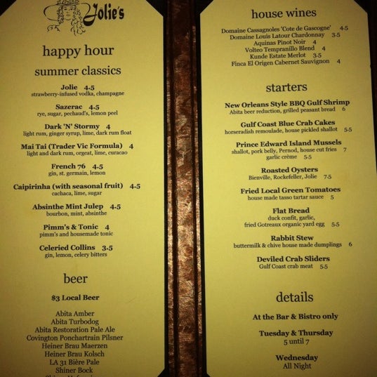 Half-price happy hour Wednesdays are no more, but live on in spirit via the new happy hour menu