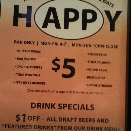 This is there happy hour menu.   They also have Buzztime games here which are fun and you can play on your android phone