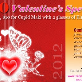 $10 Special Maki with 2 glasses of Kir Royale on this coming Valentine's Day.Also check out our Drink Special on Facebook!