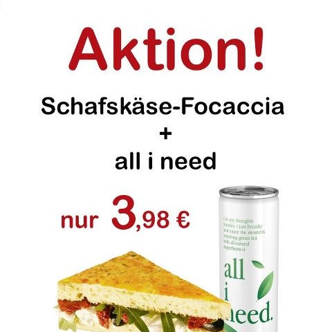 Jetzt in Aktion: Schafskäse Focaccia + all I need um nur 3,98 €!