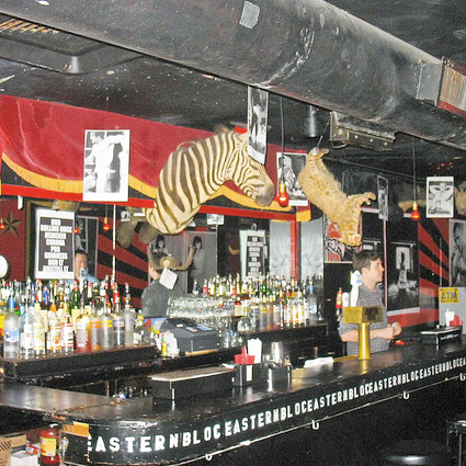 “The venue has cool décor & a laid-back vibe, but the gay porn imagery on the walls are enough to scandalize even a hardened club veteran.” More at http://www.partyearth.com/venues/eastern-bloc.