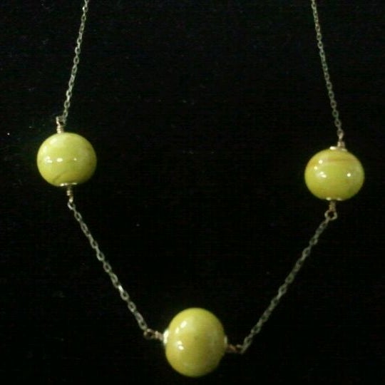 New year day special green glass bead necklace